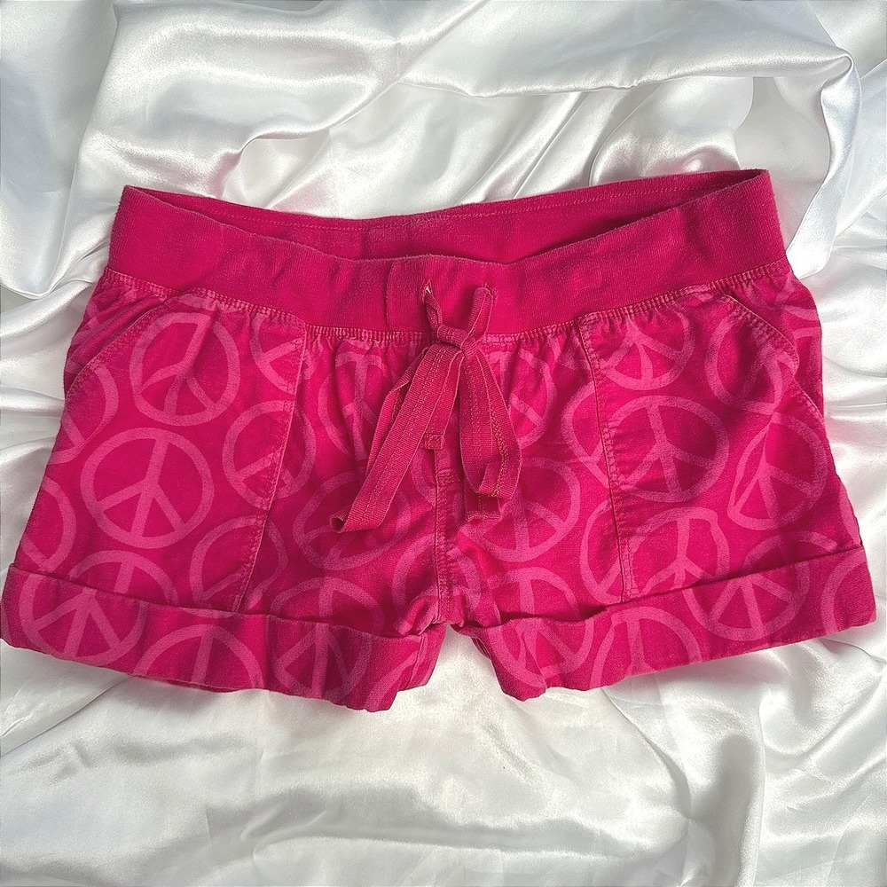Pink Victoria's Secret PINK Peace Sign Print Drawstring Shorts Fuchsia Size 2